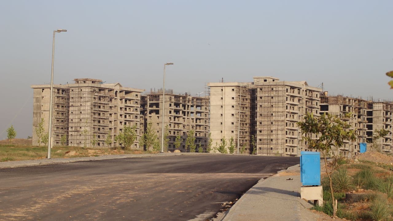 Apartment buildings under construction